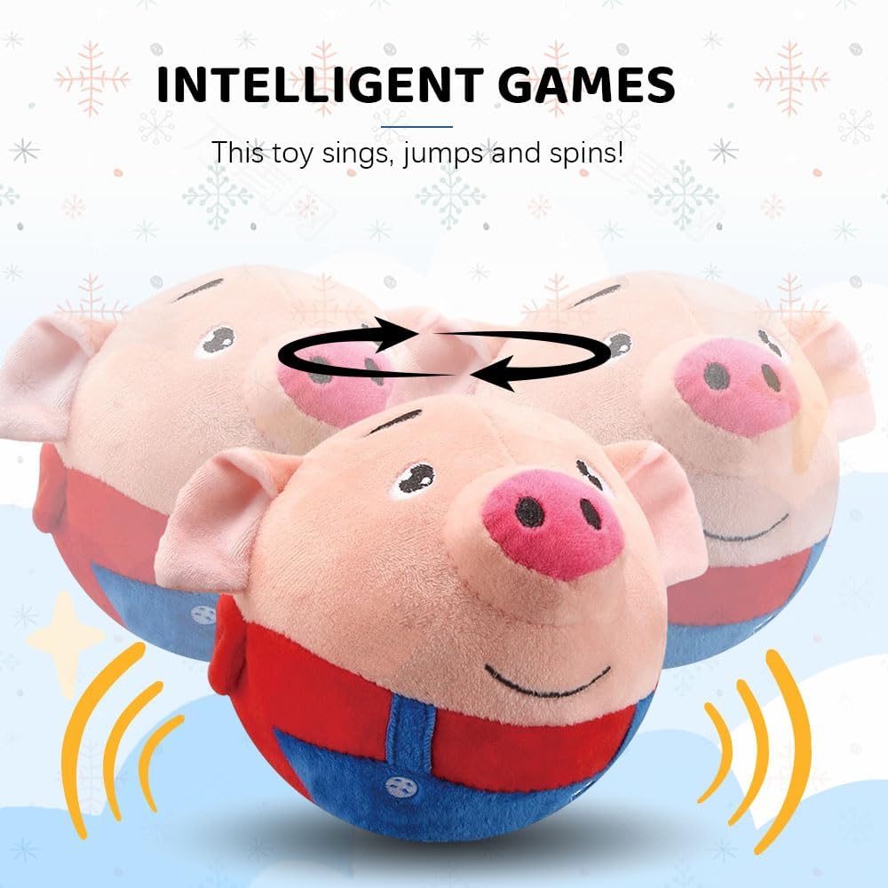 Upgrade Active Moving Pet Plush Toy, Squeaky Moving Dog Ball Toy Interactive Dog Toy for Boredom Dog Bouncing Ball Plush Toy, Pig Plush Sound Electronic Dog Toy Pet Bouncing Balls Toy (Rabbit)