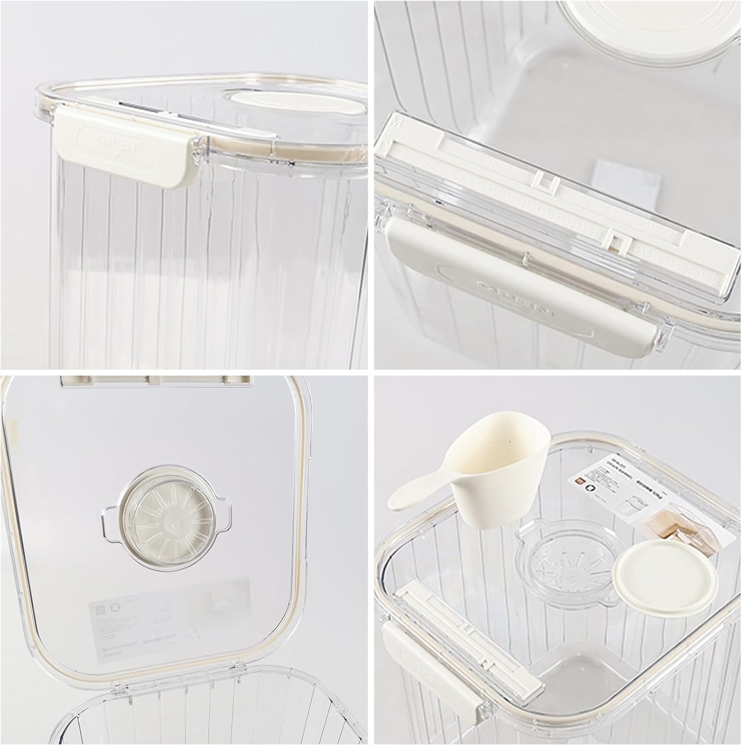 22 Lbs Airtight Rice Container with Cup, Clear Food Storage Container for Dry Food, 1 Pack