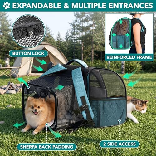 PetAmi Expandable Dog Cat Backpack Carrier, Airline Approved, Teal Blue - Image 3
