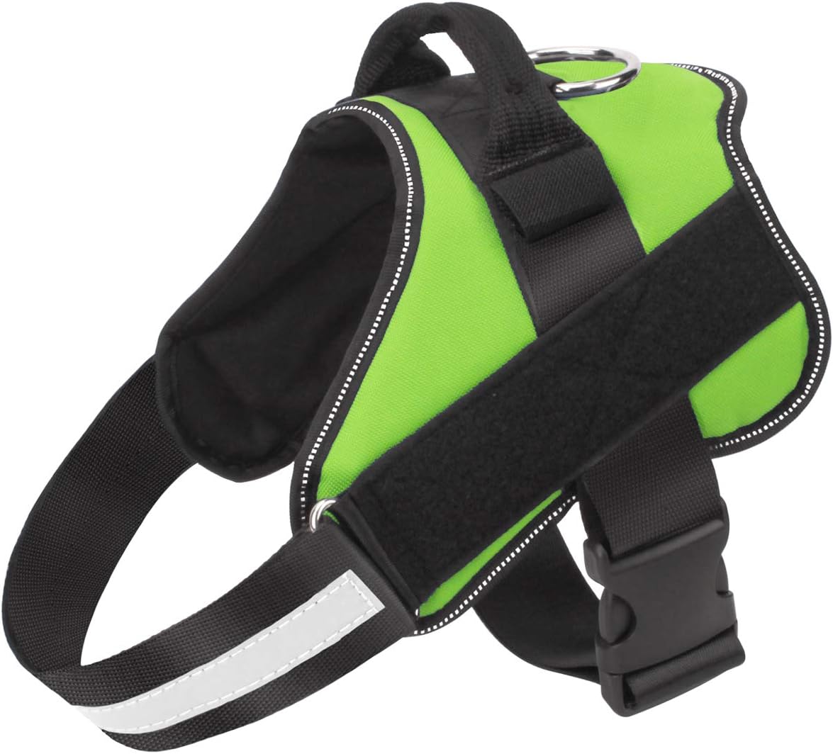 Bolux Dog Harness, No-Pull Reflective Dog Vest, Breathable Adjustable Pet Harness with Handle for Outdoor Walking - No More Pulling, Tugging or Choking (Green, XL)