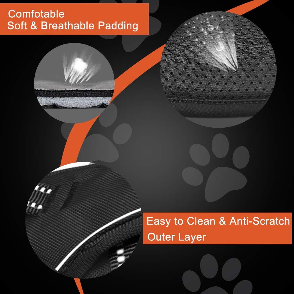 PHOEPET No Pull Dog Harnesses for Small Puppies Reflective Adjustable Front Clip Vest with 2 Metal Leash Attachment Hooks Soft Handle(XS, Black)