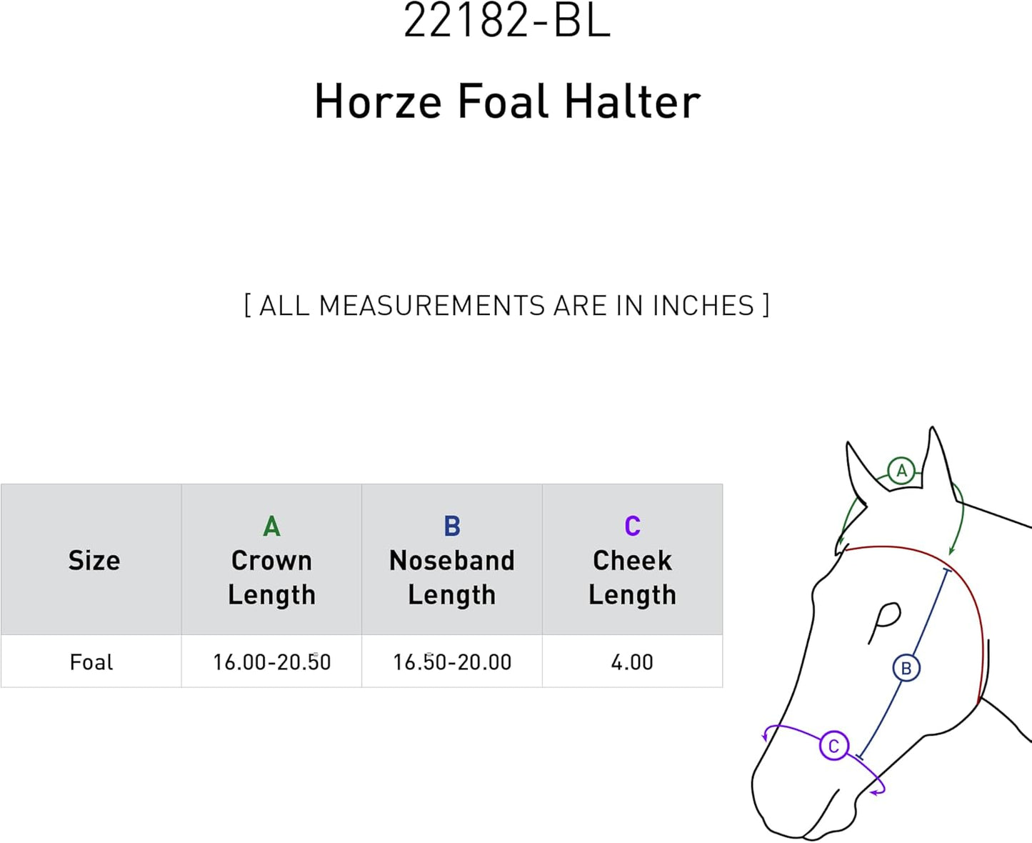 HORZE Adjustable Nylon Horse Halter for Foals, Colts, Fillies, Mini Horse Halter | Comfortable Small Horse Halter with Sturdy Buckles - Black - Foal