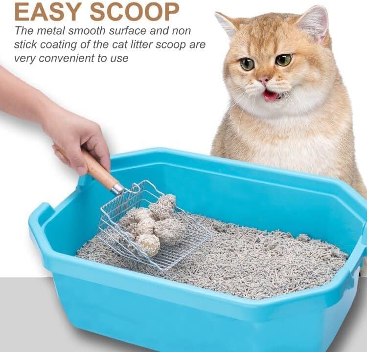 Metal Sifting Cat Litter Scoop, Wood Handle - Image 2