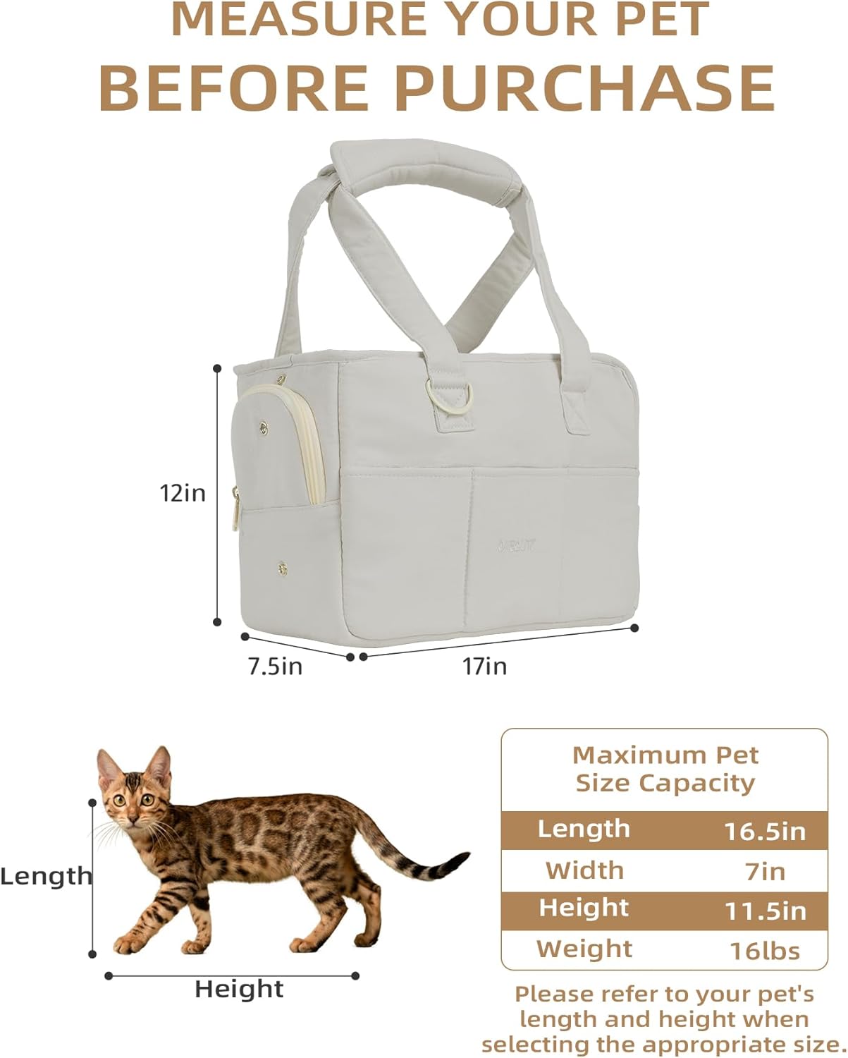 Dog Carrier for Small Dogs Rabbit cat with Large Pockets, Cotton Bag, Dog Carrier Soft Sided, Collapsible Travel Puppy Carrier (Grey, 17" L x 7.5" W x 12" H)