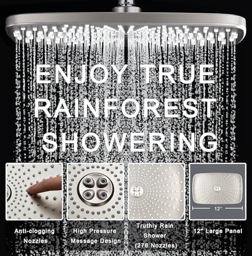 Rain Shower Head with Handheld Showerhead, Nickel 1.75GPM 460311 - Image 2