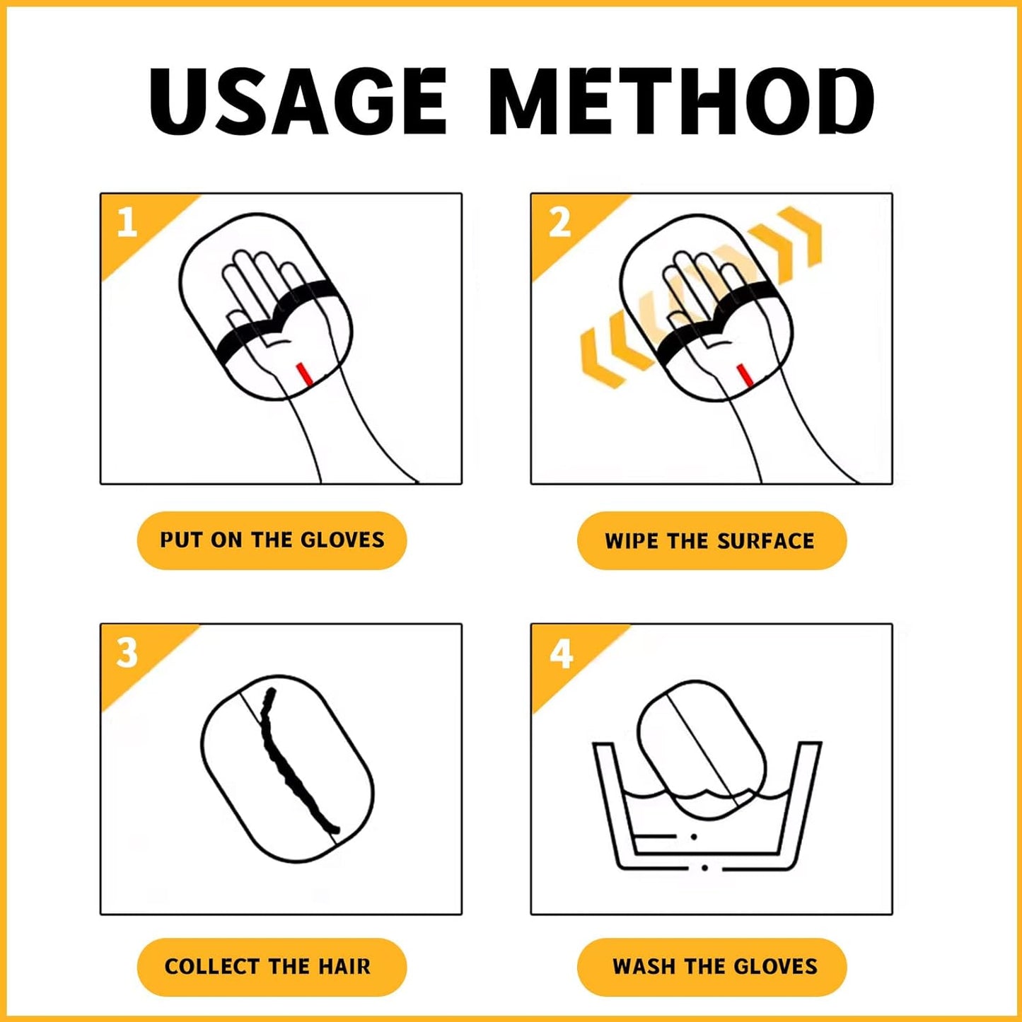 2PCS Electrostatic Pet Hair Removal Gloves,Pet Hair Removal Tool,Reusable Cat & Dog Hair Remover for Carpet,Couch,Furniture,Car Seat,Cat Grooming Gloves