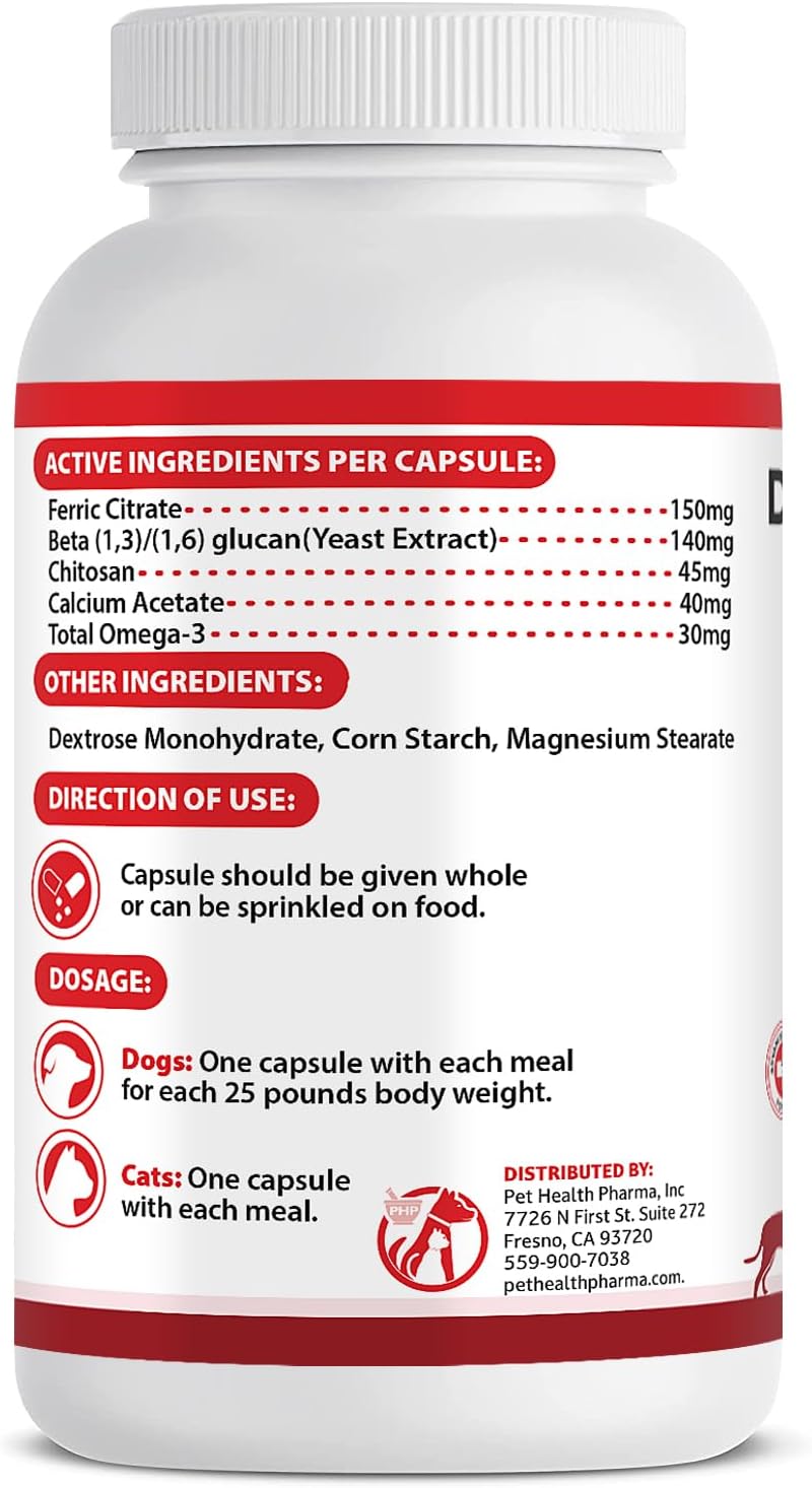 RENARAMAX Dietary Phosphate Binder and Renal Support Supplement for Cats and Dogs Count (Made in U.S.A) (120 Caps)