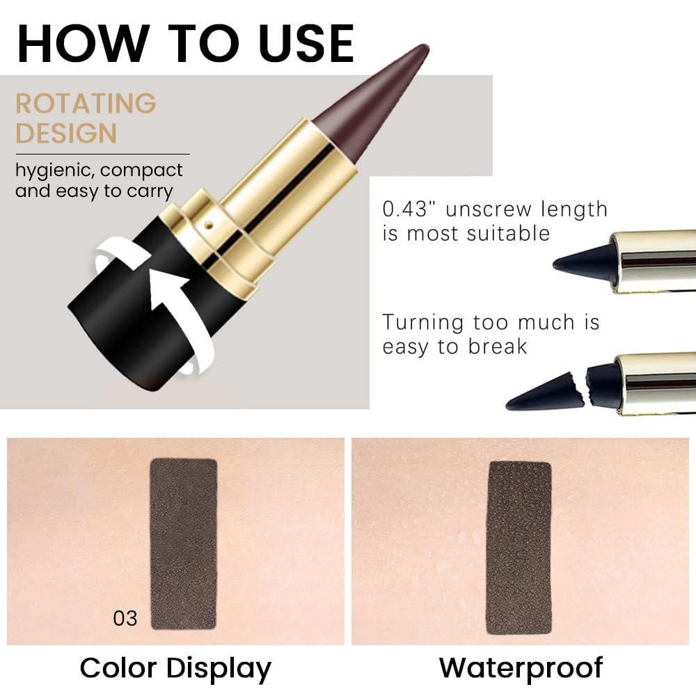 evpct 1Pcs Brown Gel Eyeliner Pencil Eye Black Face Paint Stick Makeup Set Waterproof Matte Cream Crayon Eyeliner Pencil Set Cat Eye Liners Eyeshadow Guide delineador de ojos contra el agua