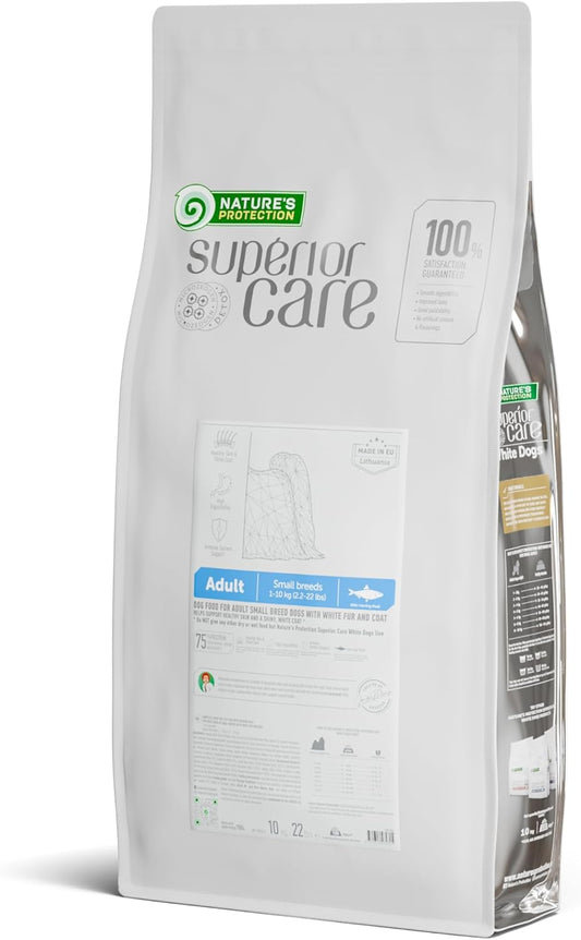 Nature's Protection Grain Free Dry Dog Food for Small Breed - High Protein Tear Stain Formula - Small Kibble for Adult Dogs with Light Fur (Superior Care - Herring, 22 lb)
