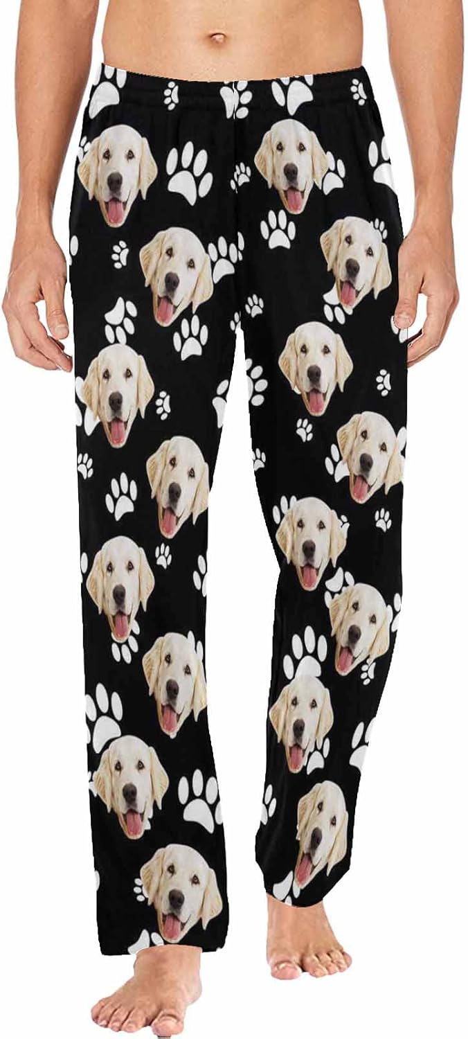 MyPupSocks Customized Face Pajamas Pants Photo Pajama Bottoms for Men S-XXL