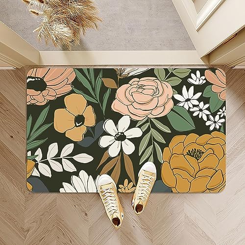 Bath Mat Rug, Vintage Large Floral Non Slip Quick Dry Super Absorbent Thin - Image 6