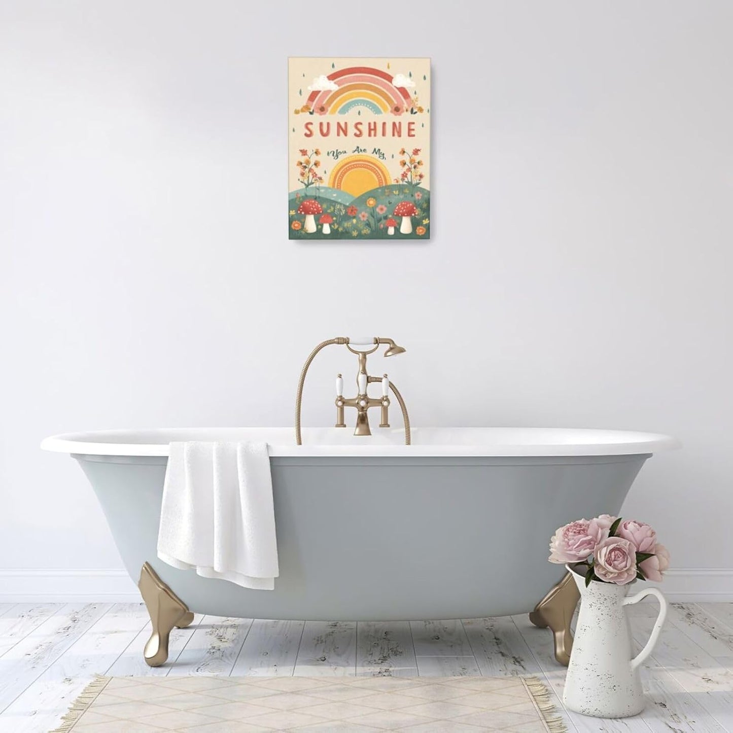 You Are My Sunshine Inspirational Canvas Wall Art Motivational Encouragements Wall Decor First Communion Gifts for Girls Boys Toddler Teens Pictures Painting Print Artwork Framed Decorations Nursery Dorm Bedroom 16"x20"