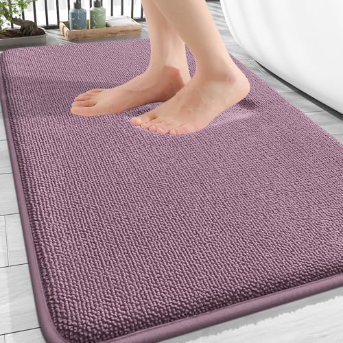 OLANLY Thick Memory Foam Bathroom Rugs 30x20, Absorbent Bath Mat, Deep Plum by OLANLY