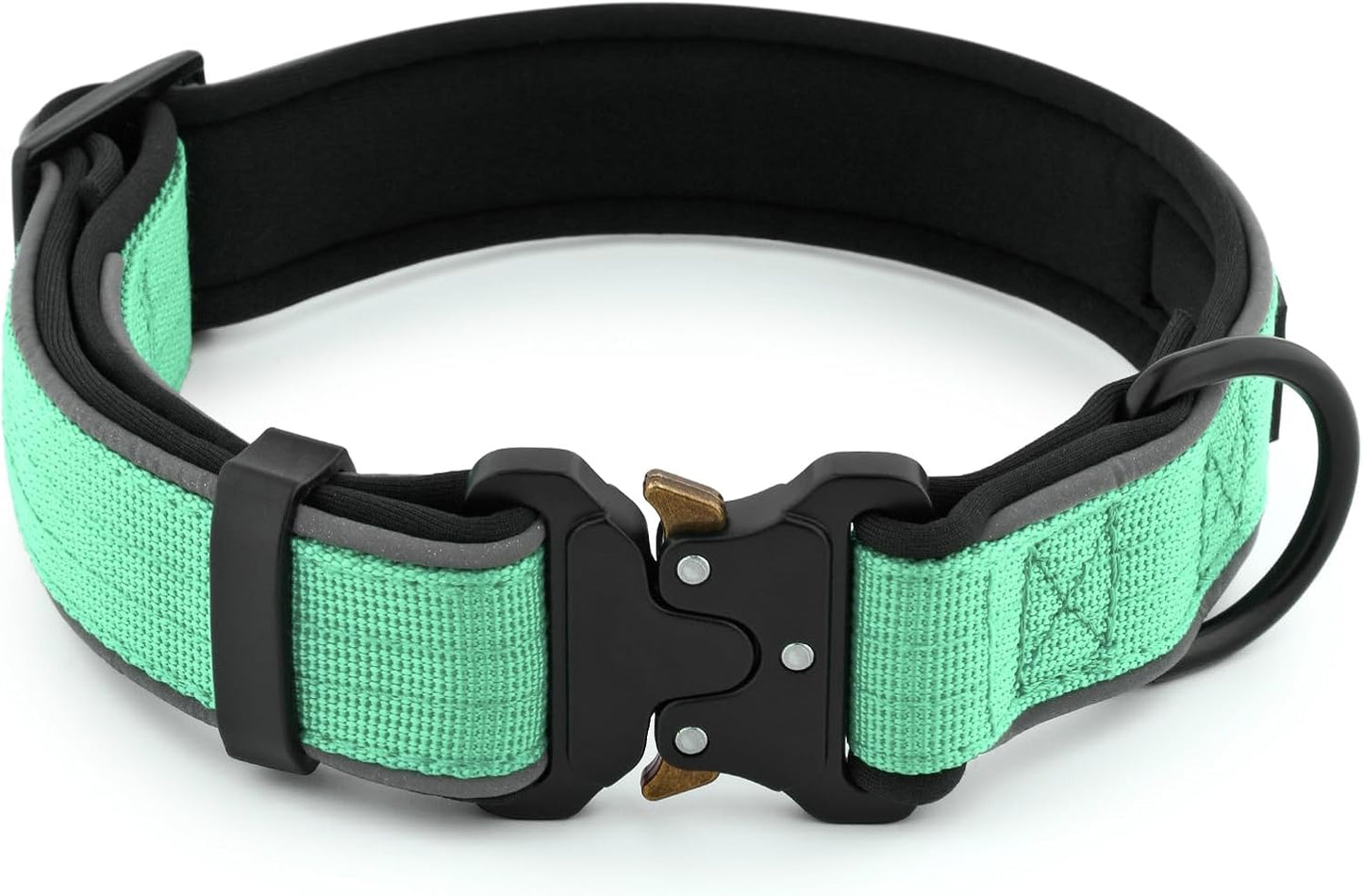 Plutus Pet Tactical Dog Collar, Reflective, Adjustable Heavy Duty Dog Collar, Soft Padded and Comfortable, for Small Medium and Large Dogs (Teal, L)