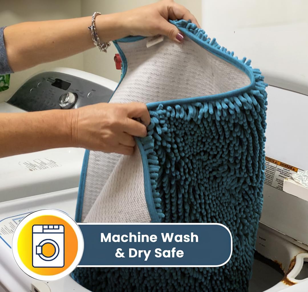 Muddy Mat® Original Dog Door Mat for Muddy Paws, Super Absorbent Microfiber, Non-Slip Washable Pet Rug, Quick Dry Chenille Entryway Carpet, Machine Washable Indoor Outdoor mat, Sky Blue 19"x30"