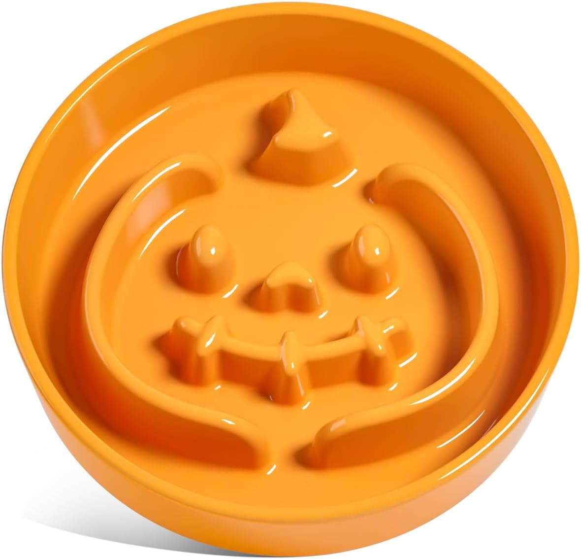 LE TAUCI Ceramic Puzzle Feeder Bowl Raised 1.5 Cup with Wood Stand for Small Medium Dog & Puppy, Fast Eating Food Dish,Pumpkin Orange