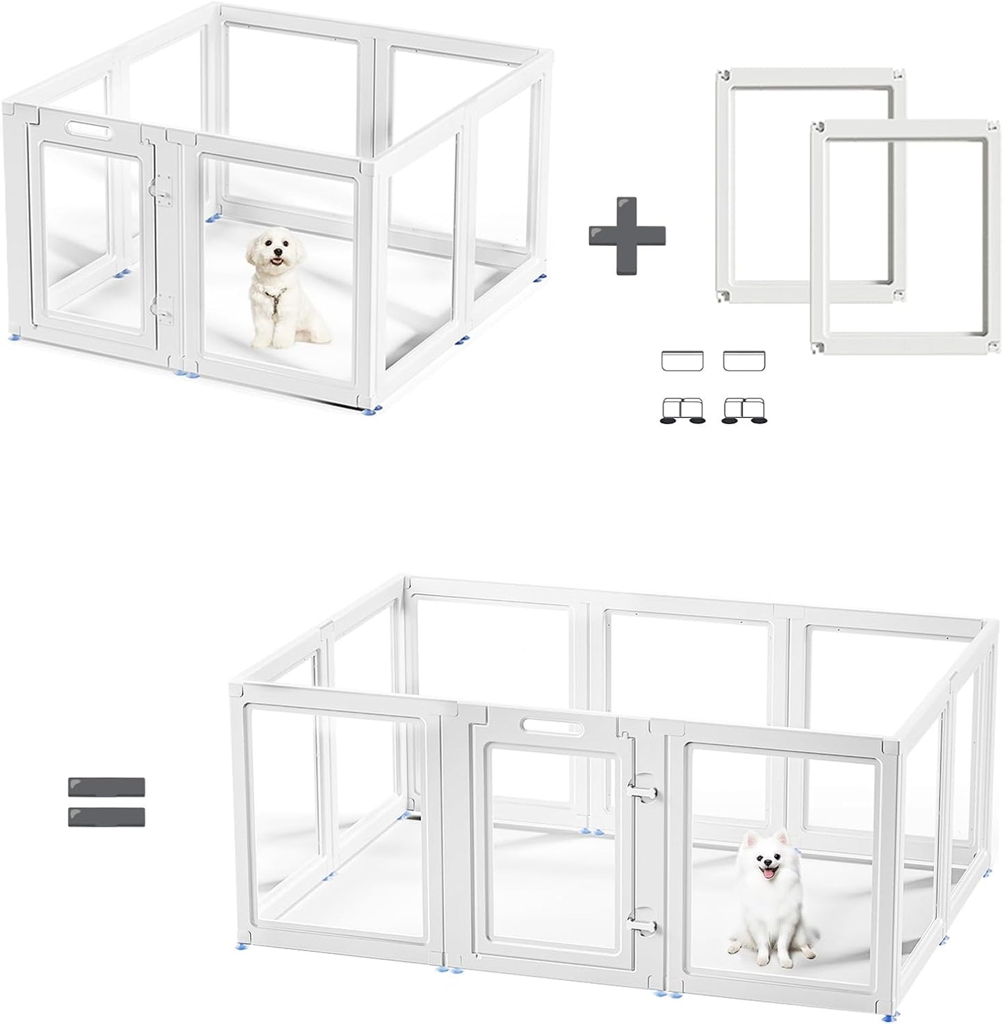 Acrylic Dog Playpen Suitable for Expanding Clear Dog Playpen Includes 2 I-Type Connectors and 2 Suction Cup Bases（30", 2PCS）