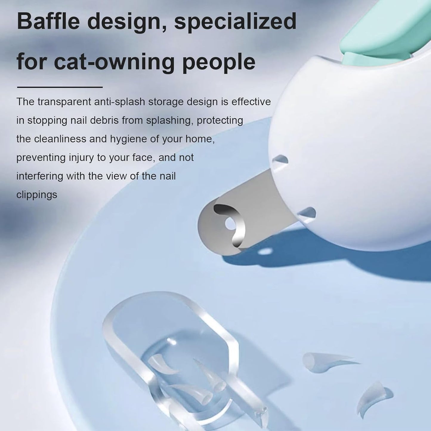 Pett Nail Clipper for Cats - Gentle Round-Hole Trimmer with Dust Storage | Adjustable Size & Hidden Nail File | Pet Grooming Tool for Safe & Loving Care (Blue)