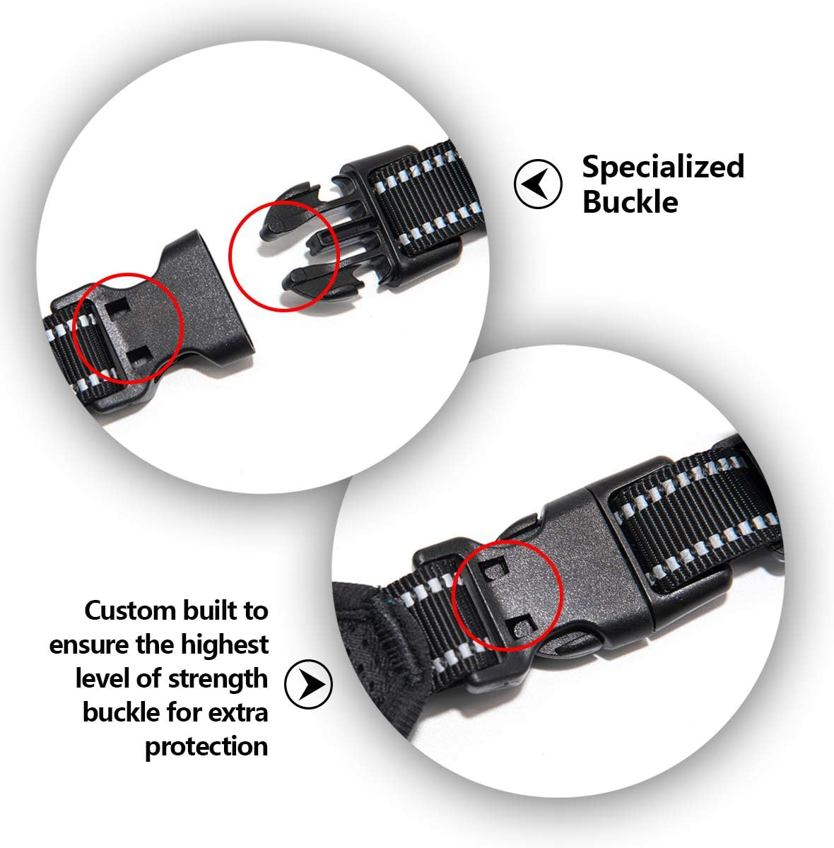 PHOEPET 2019 Upgraded No Pull Dog Harness, Reflective Adjustable Vest, with a Training Handle + 2 Metal Leash Hooks+ 3 Snap Buckles +4 Slide Buckles(S, Red)