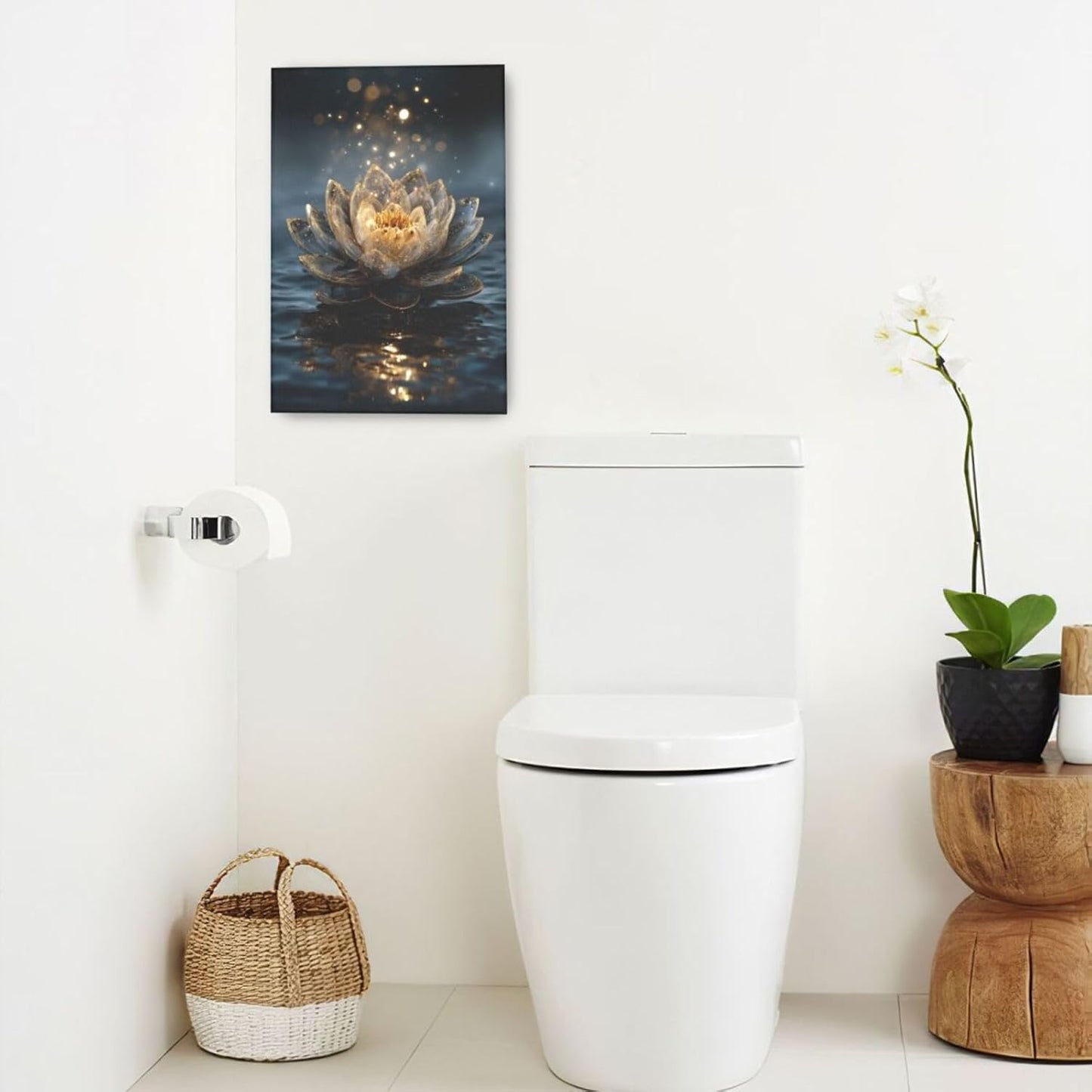 Zen Lotus Canvas Wall Art Mystical Lotus Bloom in Water Aesthetic Pictures Wall Decor Modern Meditation Spiritual Painting Print Framed Artwork Decorations Gifts for Yoga Spa Room Bathroom 16"x24"