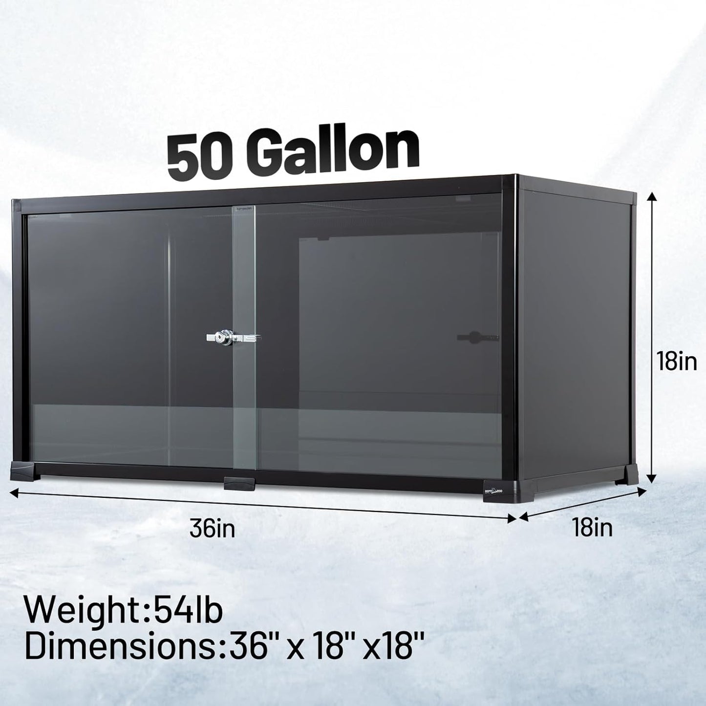 REPTI ZOO 50 Gallon Reptile Tank, 36" X 18" X 18" Reptile Terrarium, Black-Tinted ECO Glass Enclosure with Sliding Door & Mesh Top, Secure & Low-Stress Habitat for Bearded Dragon, Gecko, Snake, Lizard