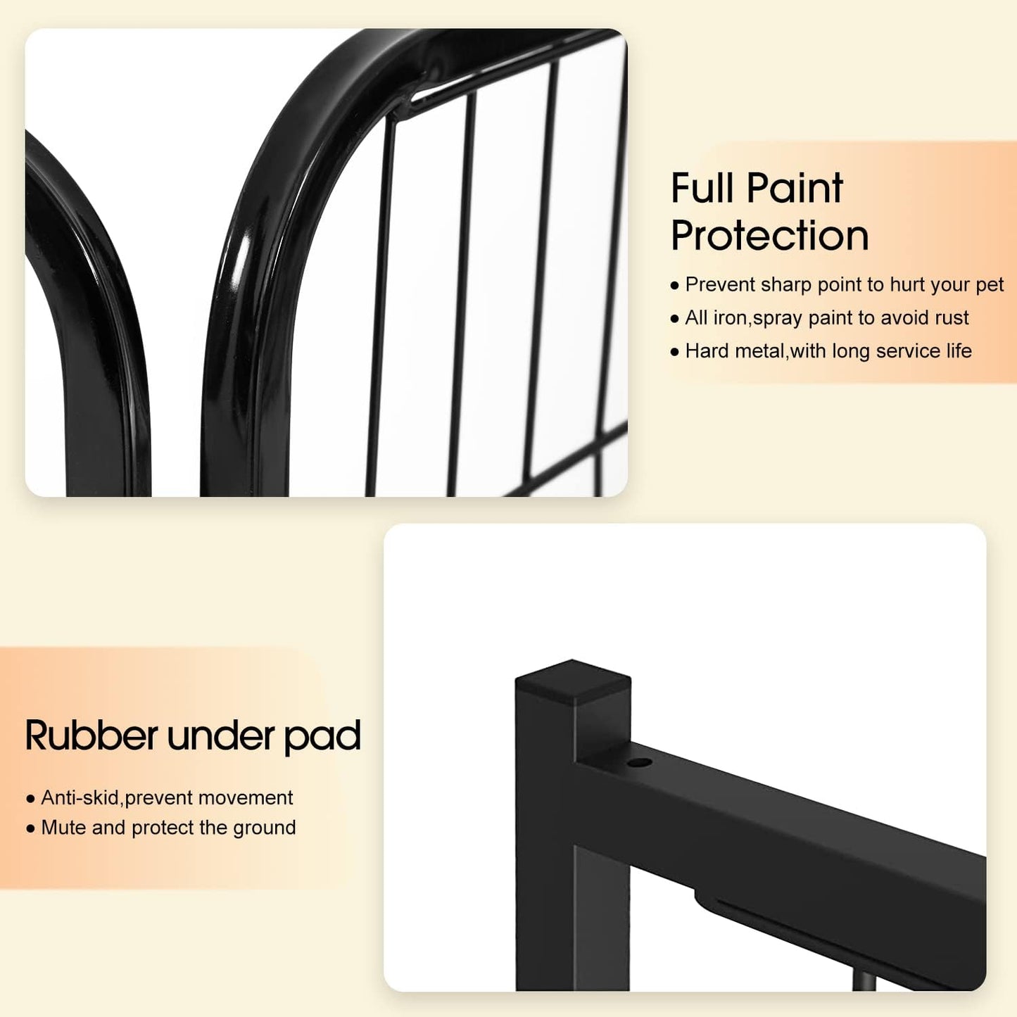 BestPet Dog Playpen Indoor 24 inch 8 Panels Metal Dog Pen Pet Dog Fence Outdoor Exercise Pen with Doors,Pet Puppy Playpen for RV Camping Yard, Black