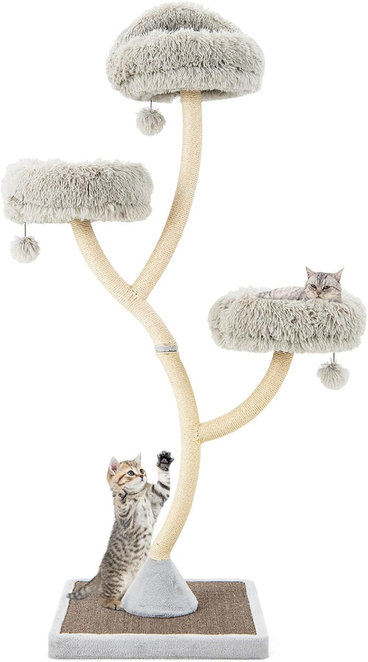 PETSITE 70" Tall Cat Tree, Cat Tower with Scratching Posts and Board, Multi-Level Cat Tower for Large Cats 20 lbs+ with 3 Cozy Perches and Dangling Balls, Modern Cat Tree for Indoor Cats Large Adult