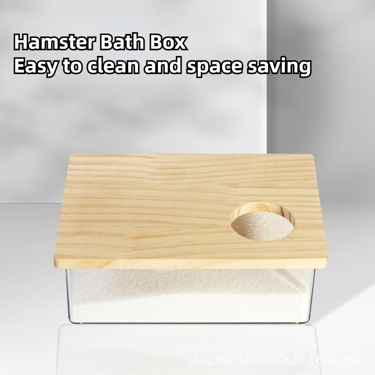 Hamster Sand Bath Box Container, Small Pet Sandbox Lid Design Wooden Sandbox Dust Bath, Transparent Bathroom & Digging Box Acrylic Syrian Hamster Litter Box Small Animal Accessories (D Large)