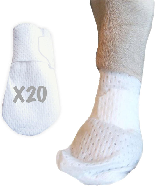 Medimitt Paw Bandages for Dogs, Cats and Pets – Stretchy Medical Booties, First Aid for Paws – Non Slip, Non Adhesive, Breathable, Disposable, Washable, Adjustable Strap, Value Pack (Large 20-Pack)