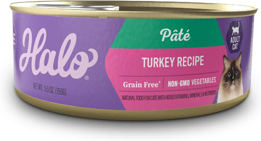 Halo Purely For Pets Indoor Cat Turkey and Giblets Recipe - Case of 12-5.5 Oz