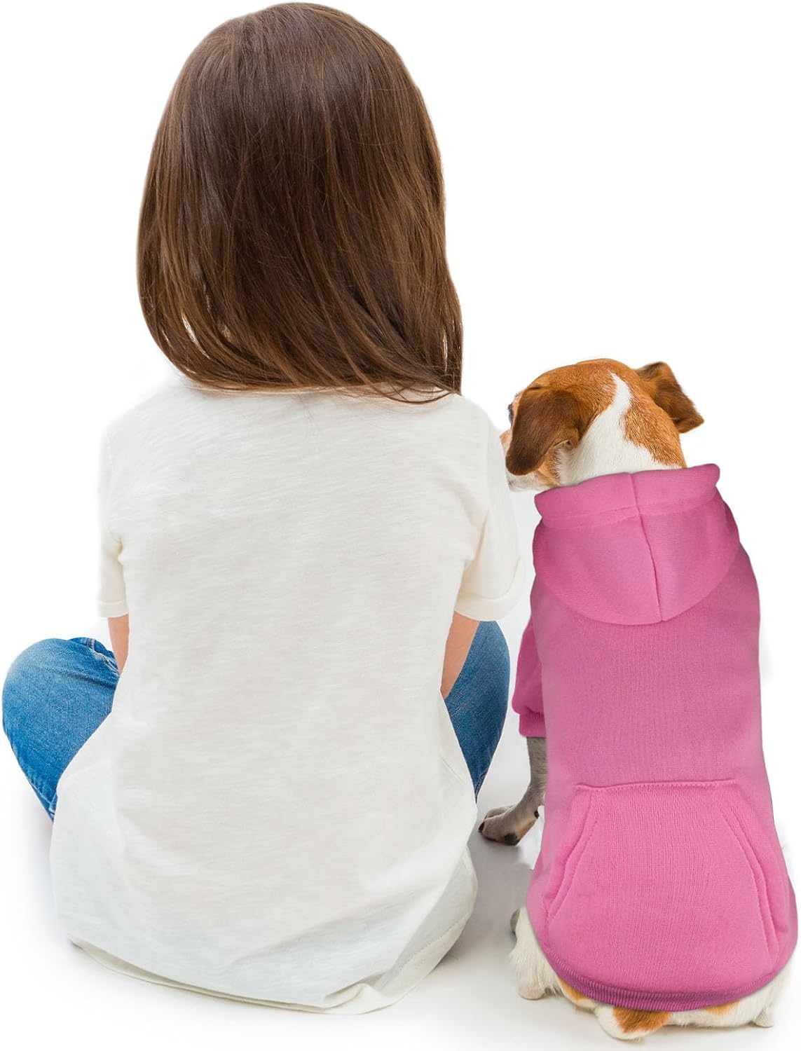 Dog Hoodie Dog Sweaters for Small Dogs Pet Sweater Solid Soft Brushed Fleece Pet Clothes Hoodie Sweatshirt with Pocket(Pink-XS)