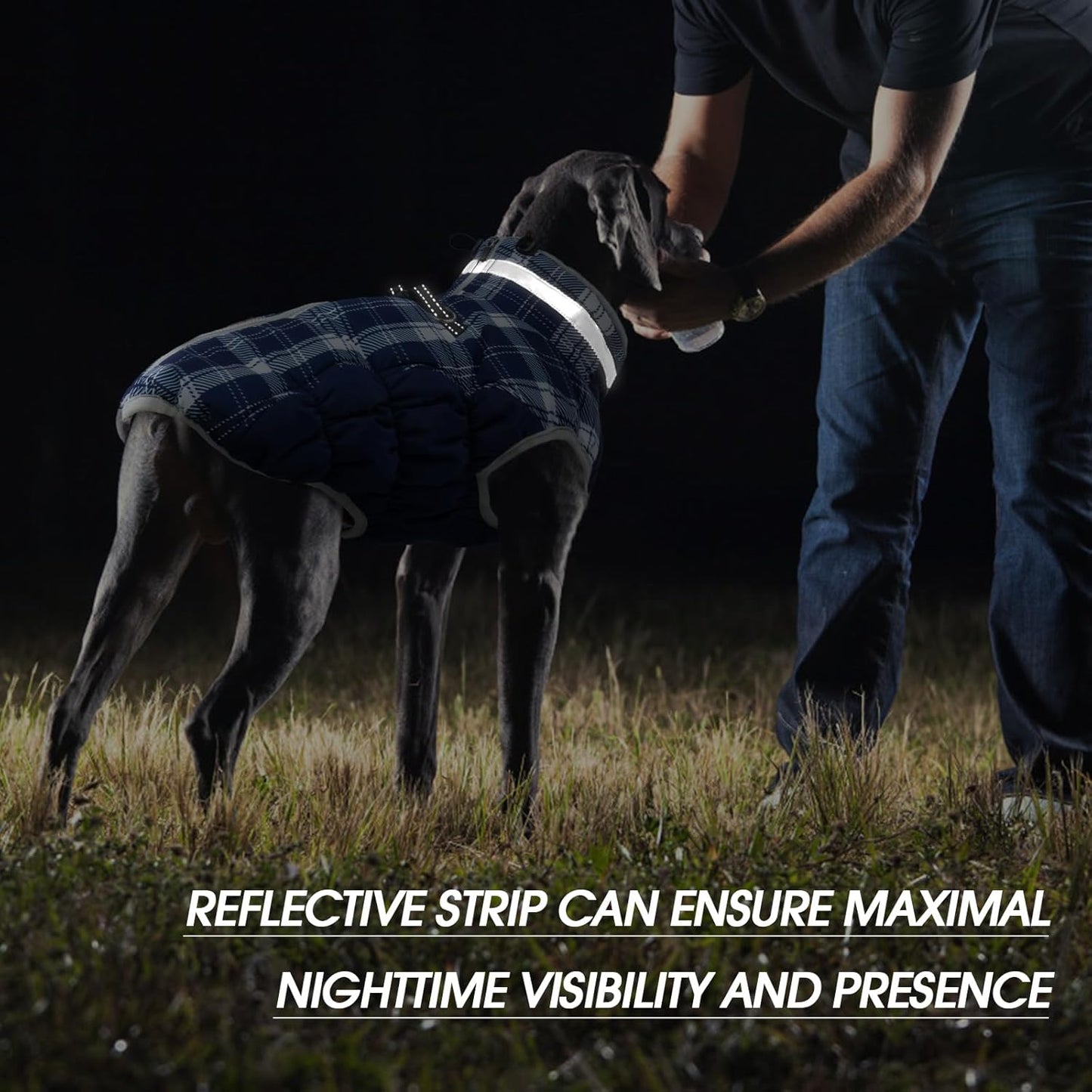 FUAMEY Dog Coat for Medium Dogs,Waterproof Dog Winter Jacket with Harness Built in Puppy Cold Weather Coats Reflective Pet Vest with Zipper Warm Fleece Dogs Snowsuit Windproof Blue Plaid M