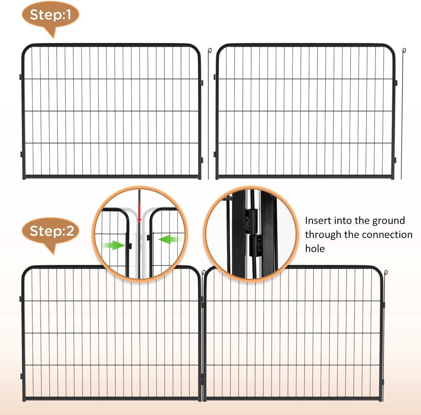 BestPet | Dog Playpen Extender | 40 Inch, 2 Panels | Heavy Duty Metal Pet Exercise Pen | Indoor Outdoor Fence Panels | Rust-Resistant, Removable, Tool-Free Setup | Anti-Skid, Expandable Design