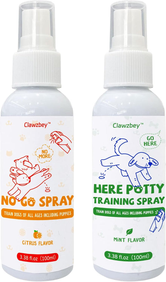 Dog Potty Spray Set, No-Go Spray & Potty Training Spray, Puppy Essentials, Stops Urination & Marking, Indoor and Outdoor Use (3.38 fl oz)