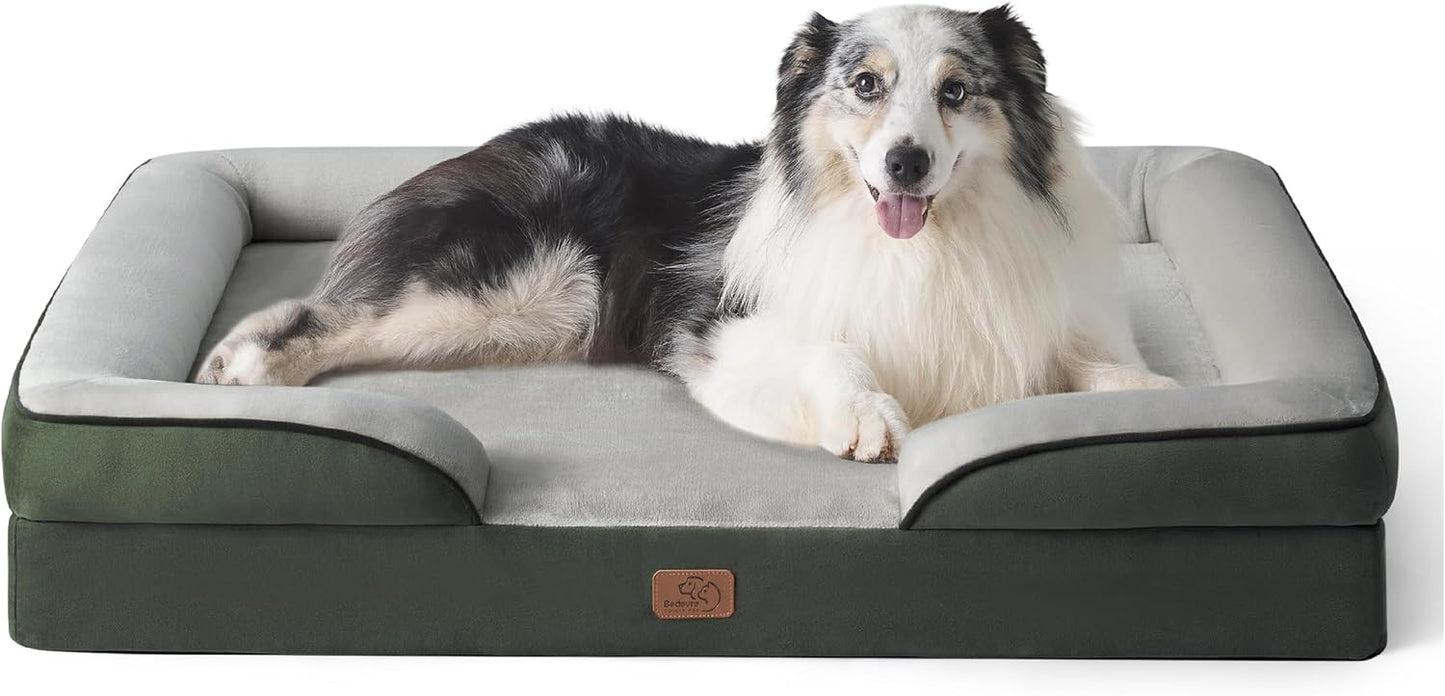 Bedsure XL Orthopedic Dog Bed for Extra Large Dogs - Waterproof XLarge Dog Cat Bed, Comfort Dogs Couch Sofa with Washable Removable Cover, Pet Bed with Nonskid Bottom, Boreal Canopy Green, 42"