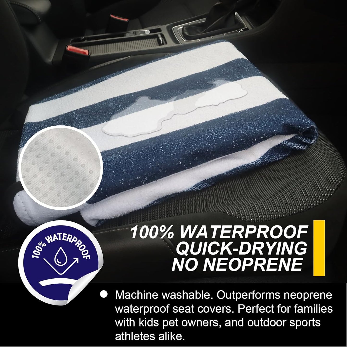 Back Seat Cover for Car Trucks Van SUV,Waterproof Rear Bench Towel Seat Covers for Dogs and Kids,Automotive Backseat Protector (Blue Stripe)