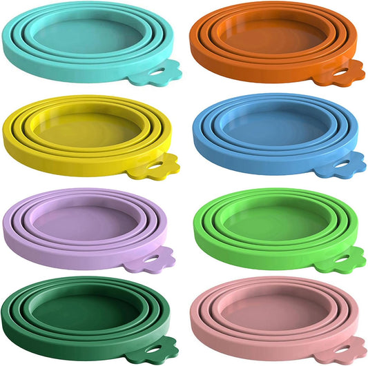 8 pack Silicone Pet Food Can Lids for 3 Standard Size Food Cans for Pet Food Cans or Canned Goods, Multicolor