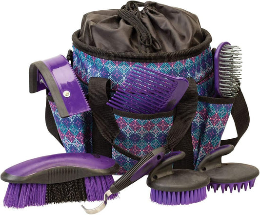 Weaver Leather Grooming Kit, Purple Geo , 7-piece assortment