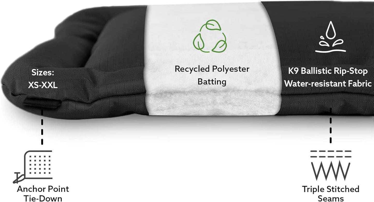 K9 Ballistics Tough Ripstop Dog Crate Pad - Durable & Machine Washable with Non-Skid Bottom and 120-Day Warranty, Fits 48" Wire Crates - X-Large, Light Gray Velvet