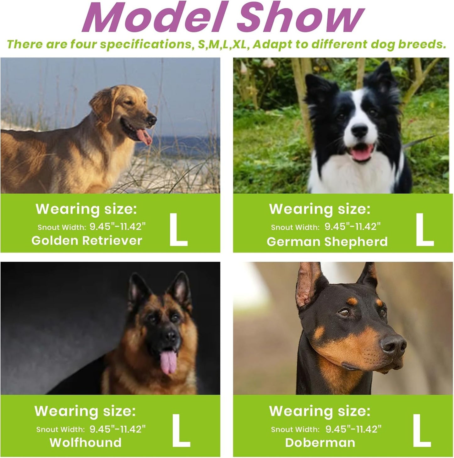 Glow-in-The-Dark Dog Muzzle, Basket Muzzle for Small Medium Large Dogs,Anti-Biting Chewing, Lightweight Cage Design,Allows Drinking & Panting,for Grooming & Training (Transparent Size L)