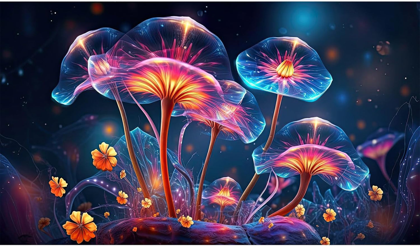 Flower Aquarium Background Modern Style Bluebell Blooming Flower Floral Design Terrarium Background Mysterious Elegant Glowing Fantasy Flower Fish Tank Backdrop Poster Decorations Vinyl 30x12in