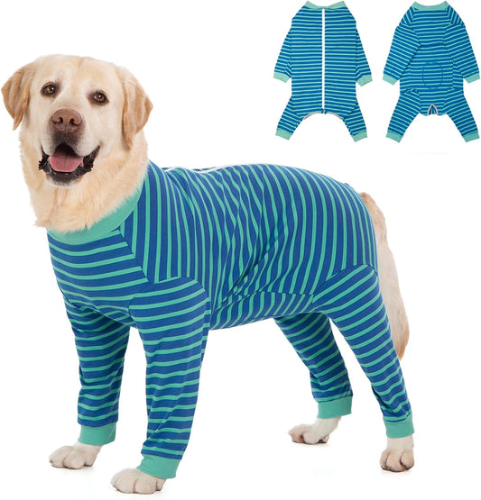 Yeapeeto Dog Onesie Surgery Recovery Suit for Large Medium Bodysuit Dogs Pajamas PJS Full Body for Shedding, Prevent Licking, Wound Protection, Cone Alternative… (Blue Green, 3XL)