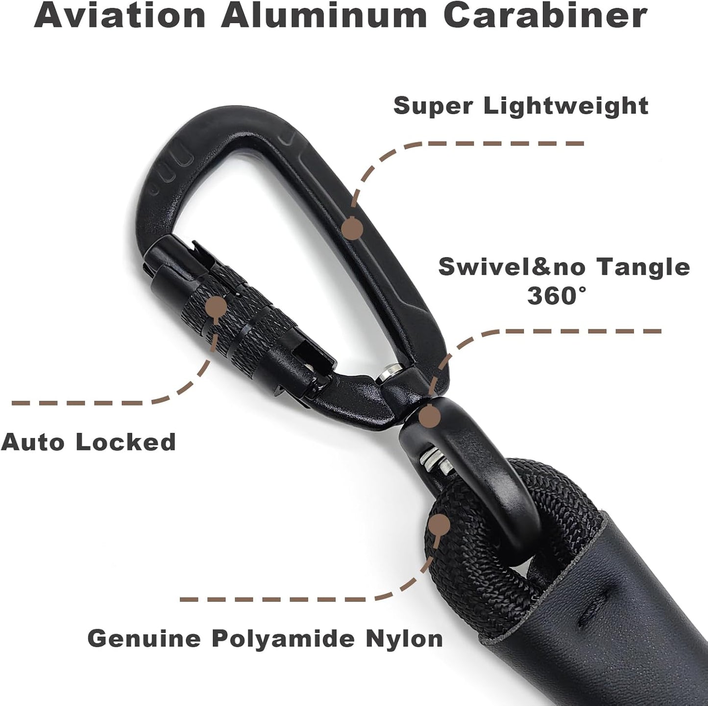 Rope Dog Leash, 6 Foot Heavy Duty Dog Leash with Aviation Aluminum Auto Locking Carabiner, Strong Nylon Pet Lead for Small, Medium, Large Dogs (Purple, 6FT)