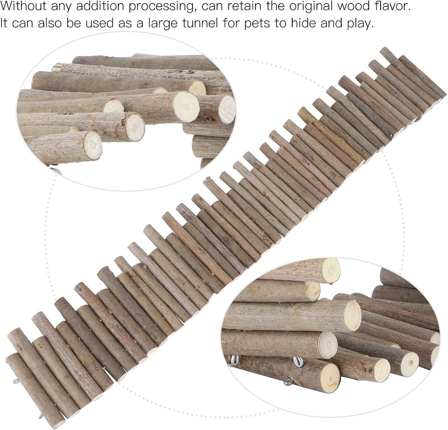 Ejoyous Hamster Wooden Bridge, Wood Ladder Hamster Fence Hideout Cage Bedding Climbing Toys for Syrian Hamsters Gerbil Small Animals (40CM Fence)