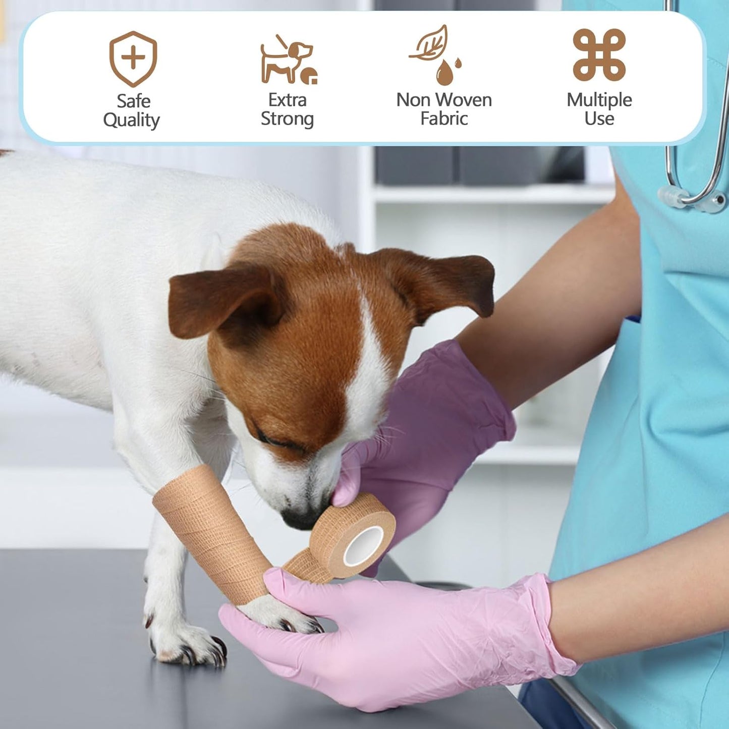 Treela 36 Pcs Self Adherent Bandage 1" X 5 Yard Wrap Breathable Cohesive Bandage Elastic Adhesive Tape for Stretch Athletic Sports Wrist Ankle(Nude)