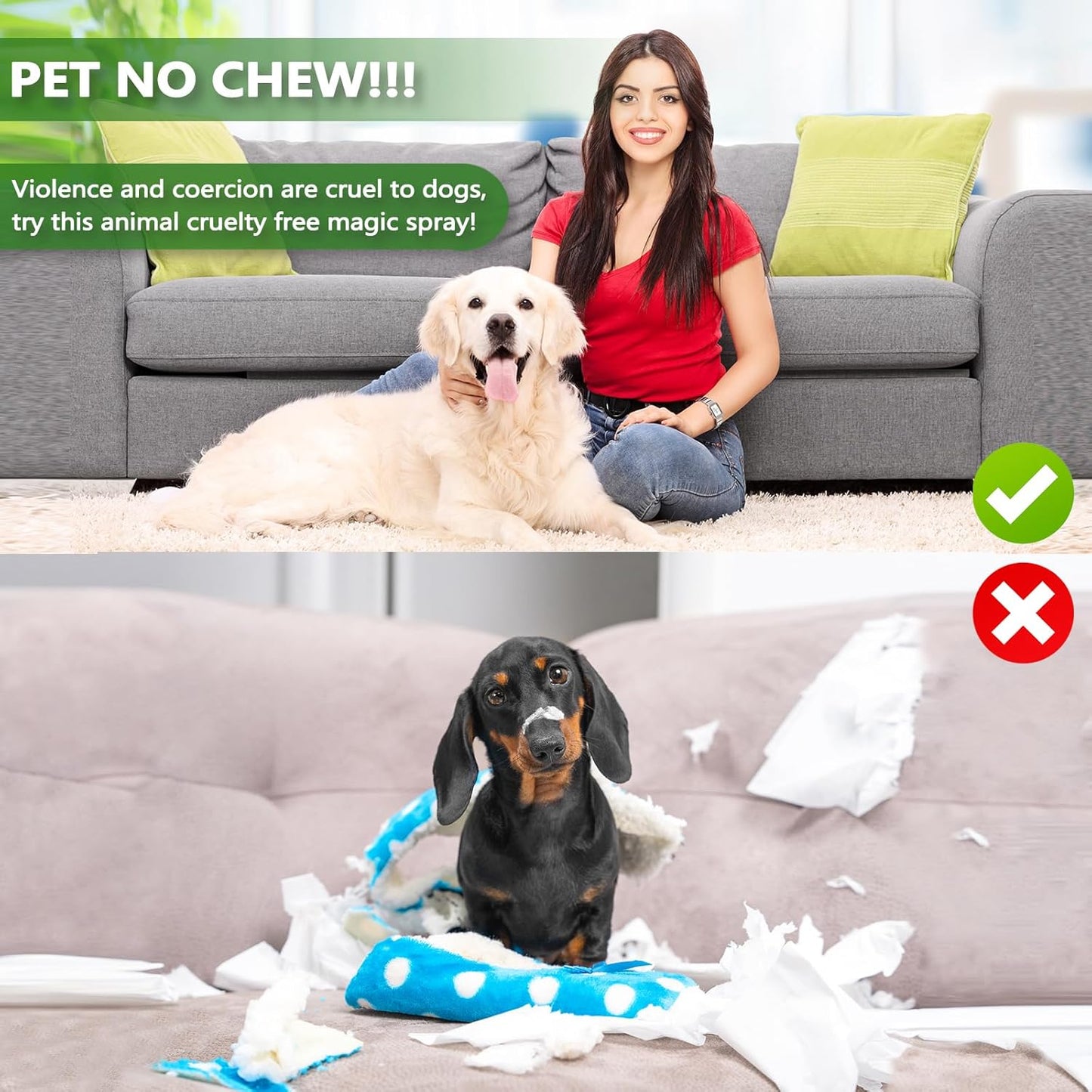 vyaji 5.07 Oz Bitter Apple Spray for Dogs to Stop Chewing - Natural Ingredients No Chew Spray for Dogs - Bitter Sprays for Dog - Alcohol-Free & Cruelty-Free - Safeguard Beloved Furniture, Green