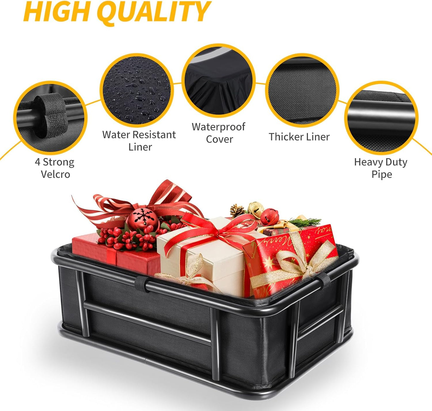 Bike Basket Rear with Liner,Waterproof Cover,Cargo Net Large Rear Bike Basket,Heavy Duty Bicycle Rear Basket for Electric Bike, Ebike,Great for Bike Trip,Carrying Grocery,Ball,Dog