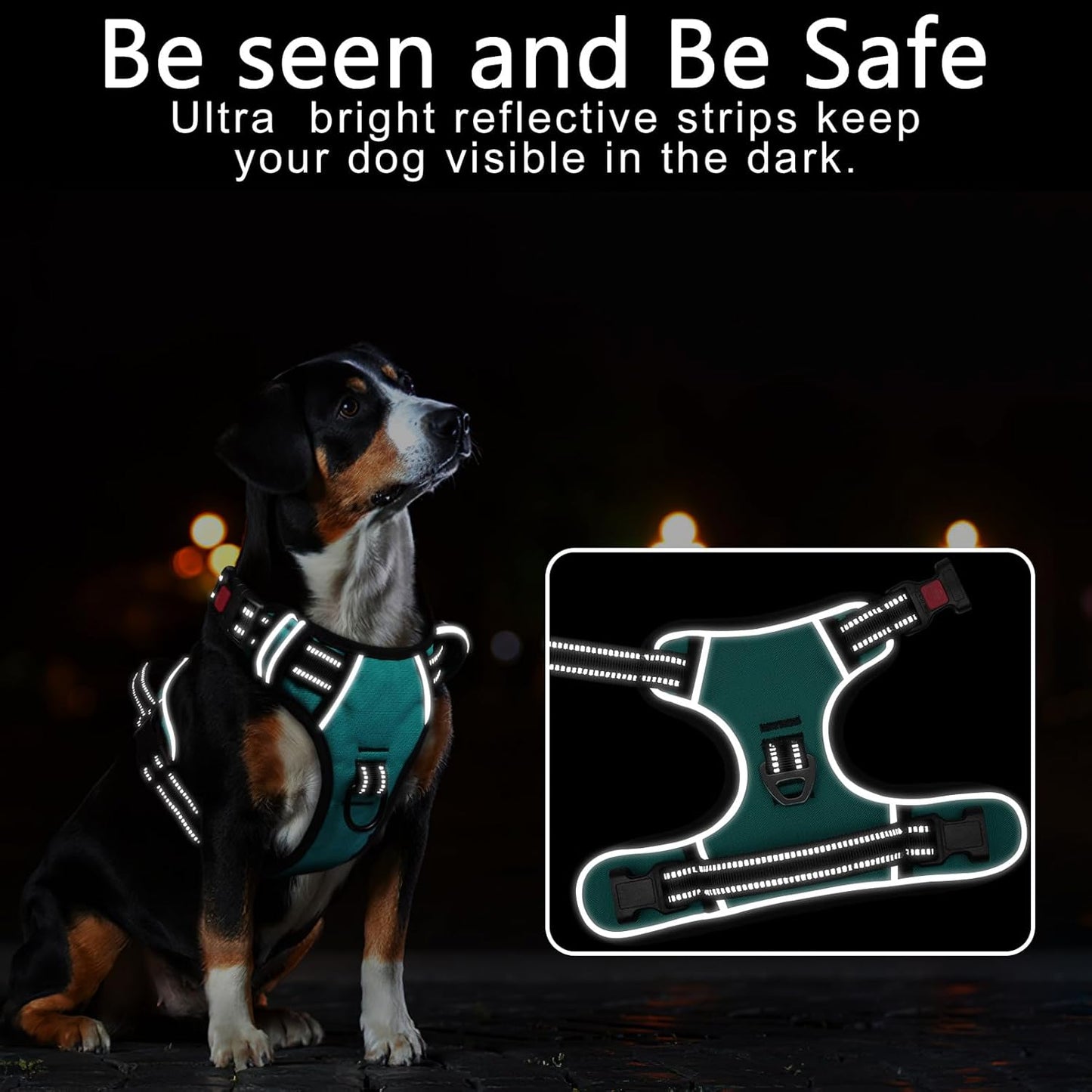 Timos Dog Harness,NO Need Go Over Dogs Head 3 Snap Buckles Pet Harness with 2 Leash Clips,Adjustable Soft Padded No-Pull,Reflective No-ChokeOxford Vest for Small Medium Large Dogs,X-Large (Pack of 1)