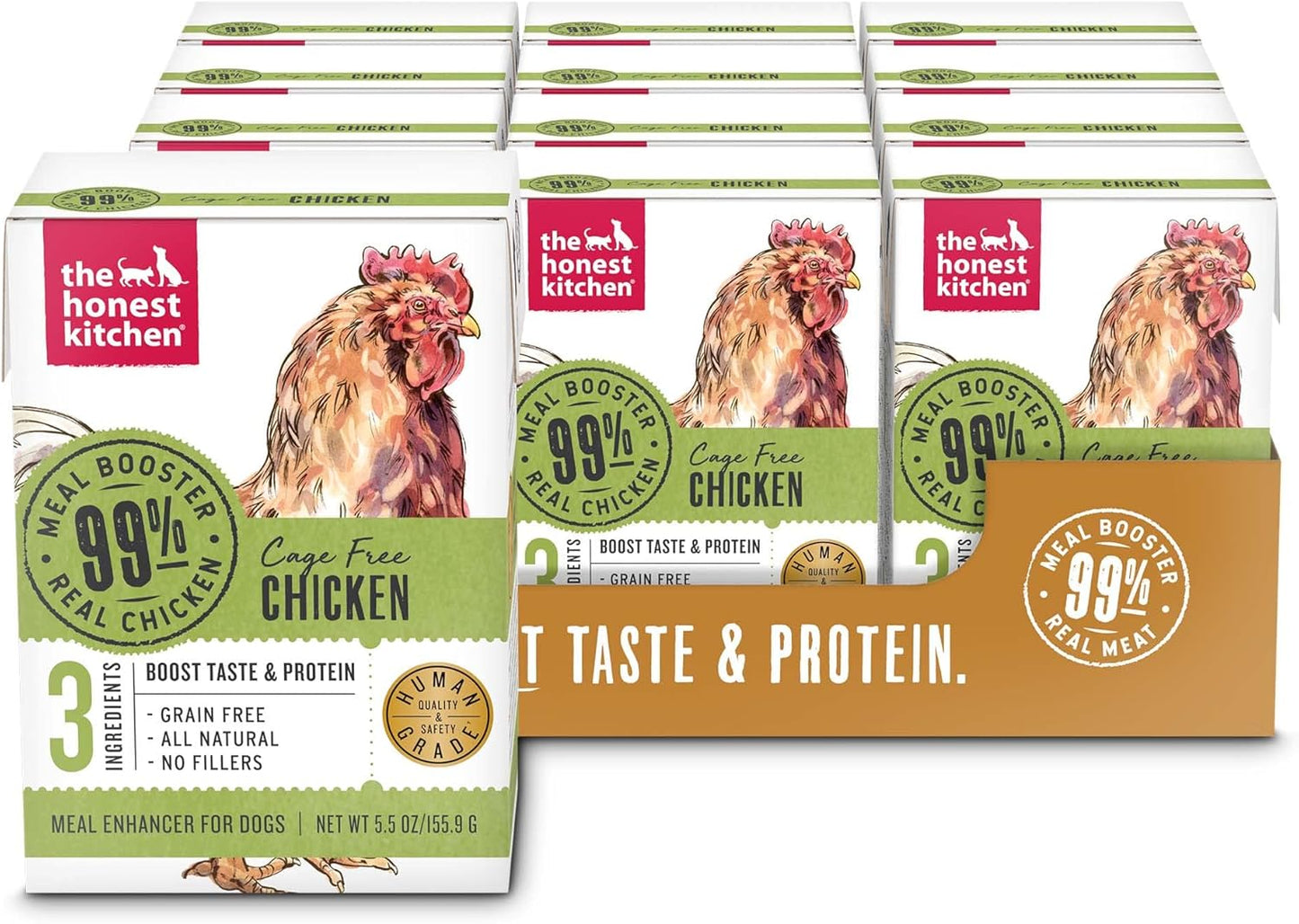 The Honest Kitchen Human Grade Grain Free Meal Booster: 99% Chicken (12 pack), 5.5 oz