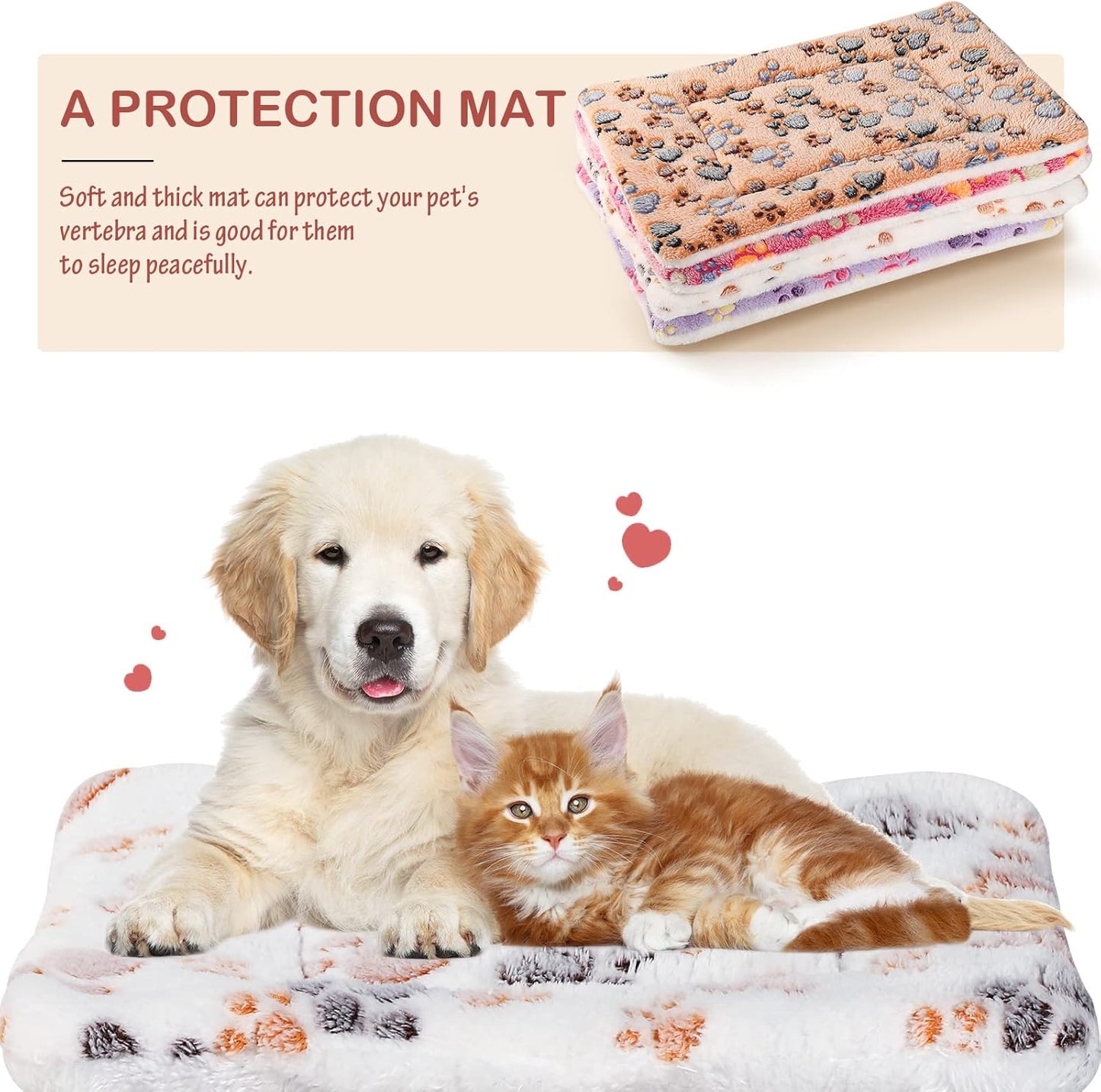 Tuanse 4 Pack Ultra Soft Dog Cat Bed Mat with Cute Prints Reversible Fleece Dog Crate Kennel Pad Cozy Washable Thickened Hamster Guinea Pig Pet Bed Mat for Small Animals(13 x 19 Inches,Vivid Color)